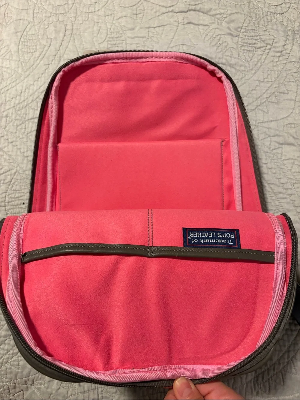 Leather Two-Tone Gray Women's Backpack